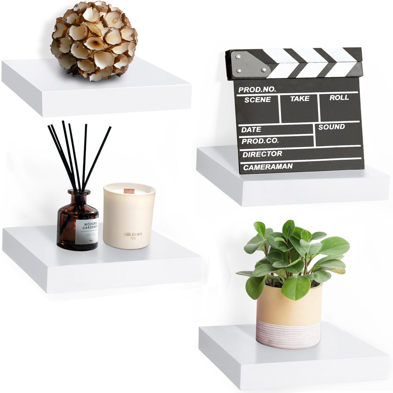 Sorbus 4 Pack 9" Floating Shelves, Wall Shelves for Bedroom, Kitchen, Living Room, Bathroom Shelves Over The Toilet